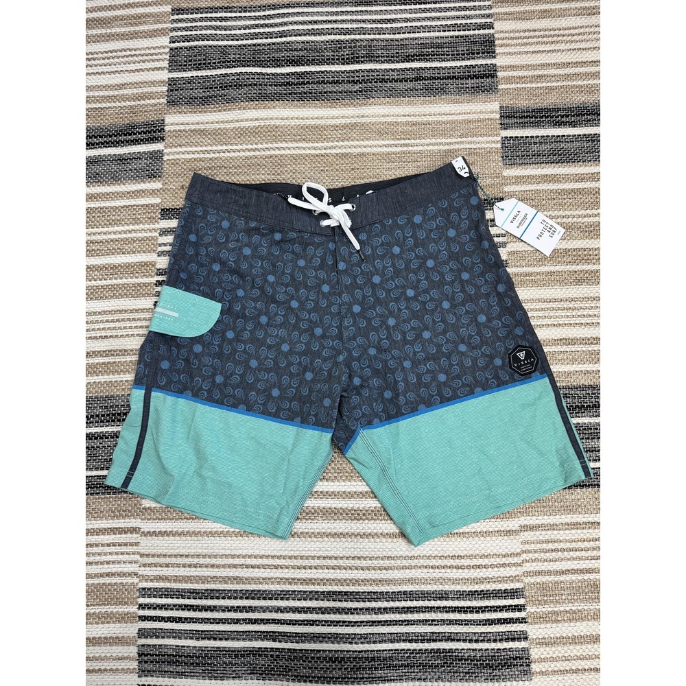 Vissla Surfrider 20 Board Shorts Mens 34 Blue Paisley Surf Beach Trunks Vacation
